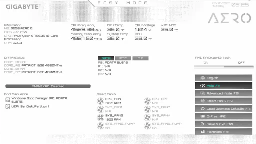 GIGABYTE B650 AERO G BIOS