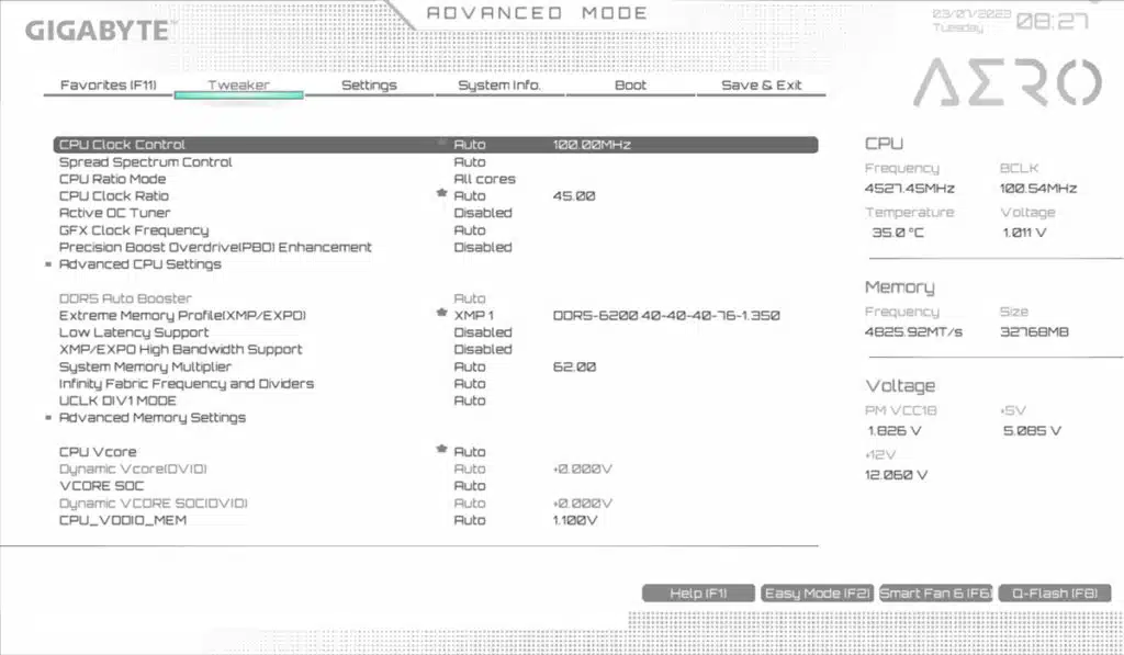 GIGABYTE B650 AERO G BIOS