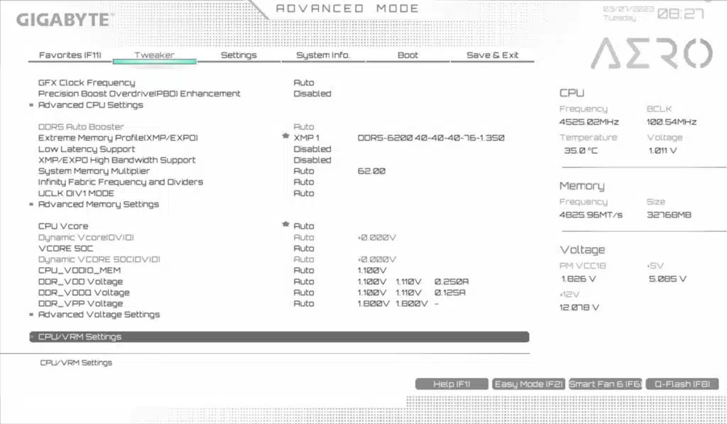 GIGABYTE B650 AERO G BIOS