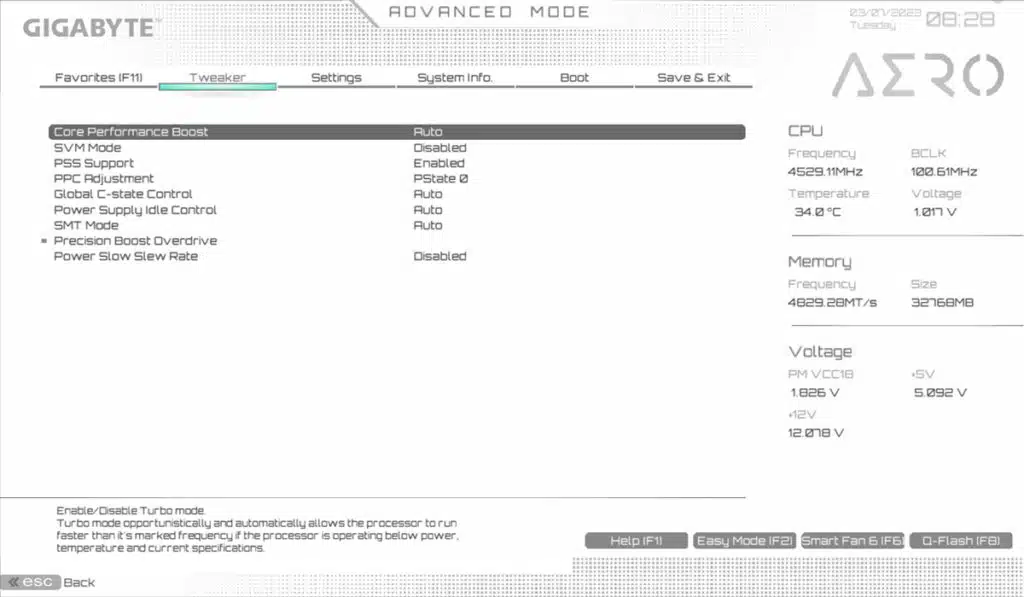 GIGABYTE B650 AERO G BIOS