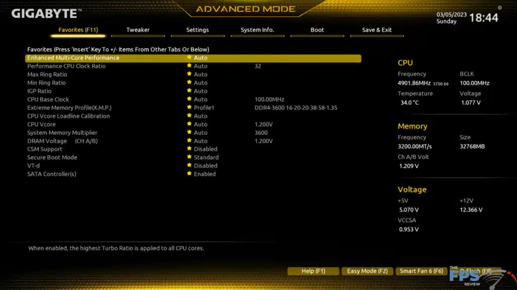 GIGABYTE Z690 GAMING X UEFI BIOS Image.