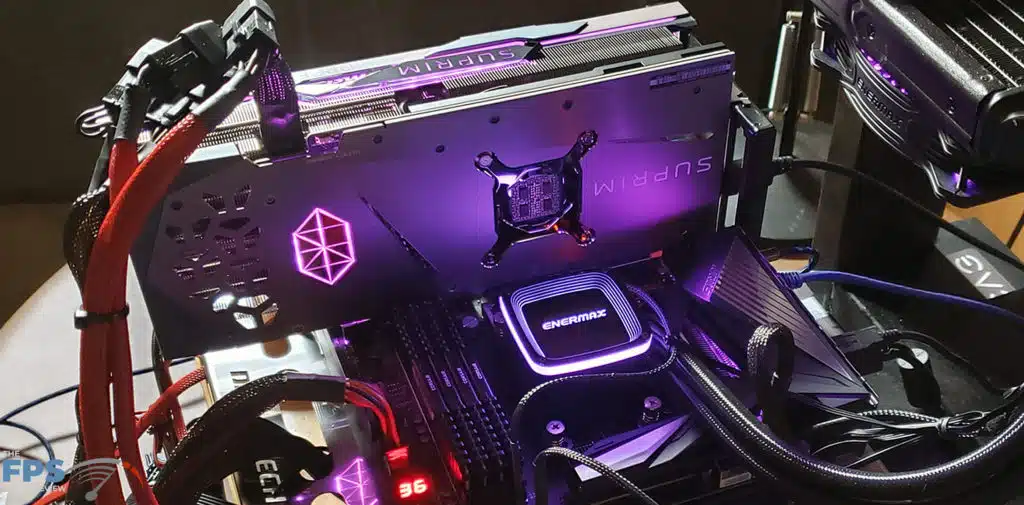 MSI GeForce RTX 4090 SUPRIM X: card in computer, RGB back