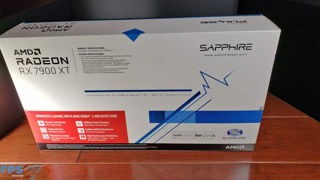 SAPPHIRE PULSE AMD Radeon RX 7900 XT: box back side