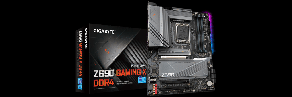 GIGABYTE Z690 GAMING X DDR4 Motherboard and Box Banner