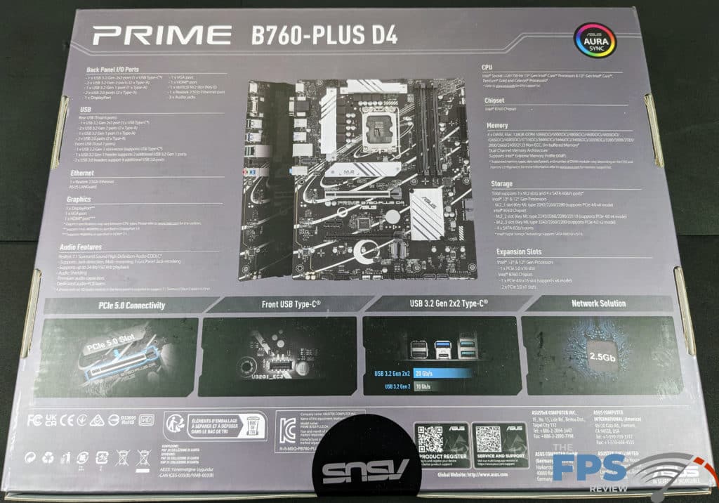 ASUS PRIME B760-PLUS D4 Package back.