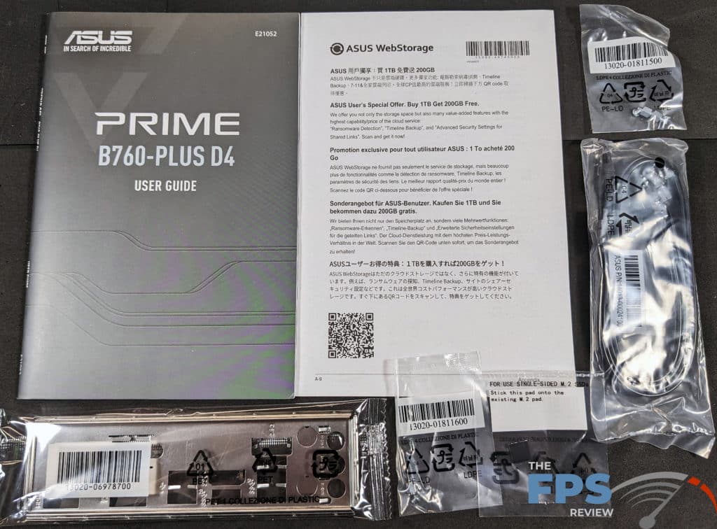 ASUS PRIME B760-PLUS D4 Package accessories.