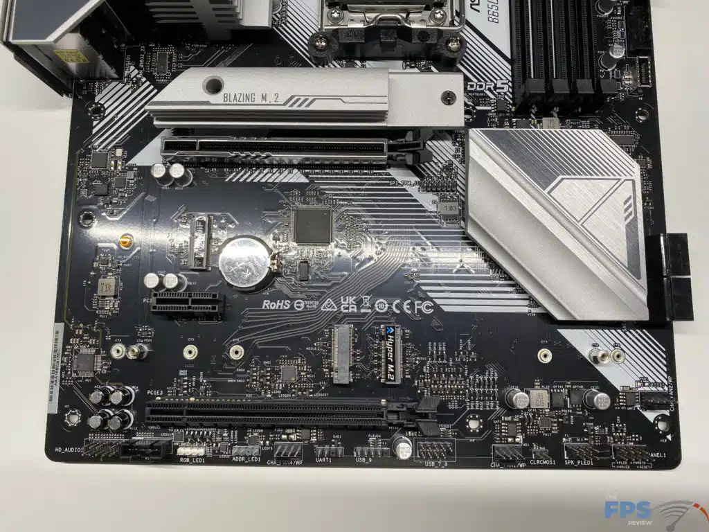 ASRock B650 Pro RS PCIe slot and storage area