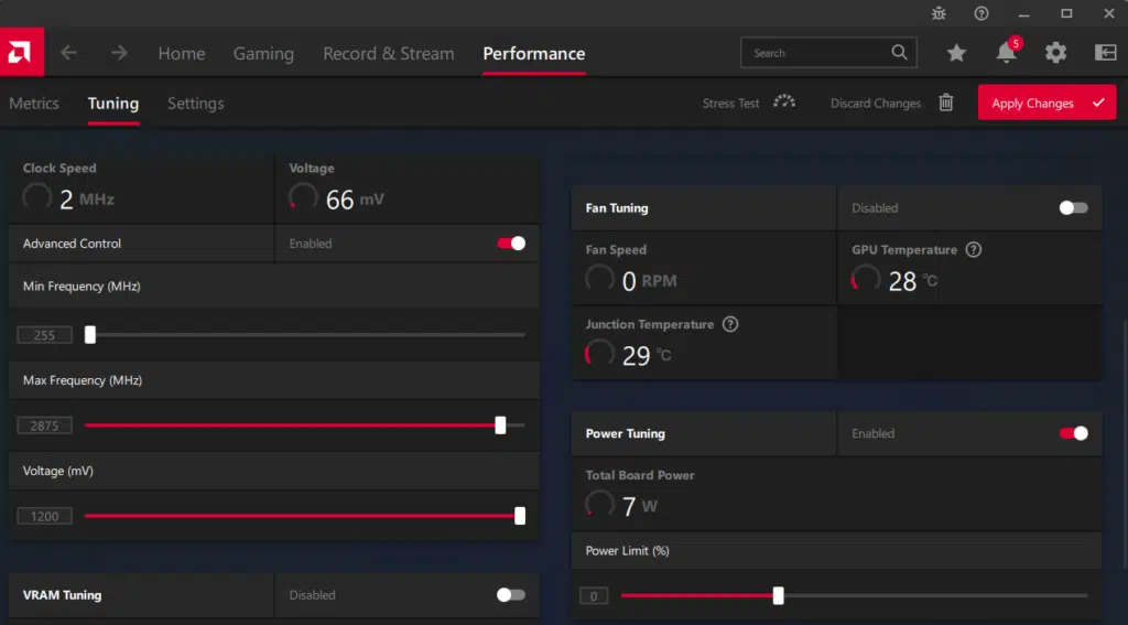 SAPPHIRE PULSE AMD Radeon RX 7600 GAMING OC Video Card: default clock settings