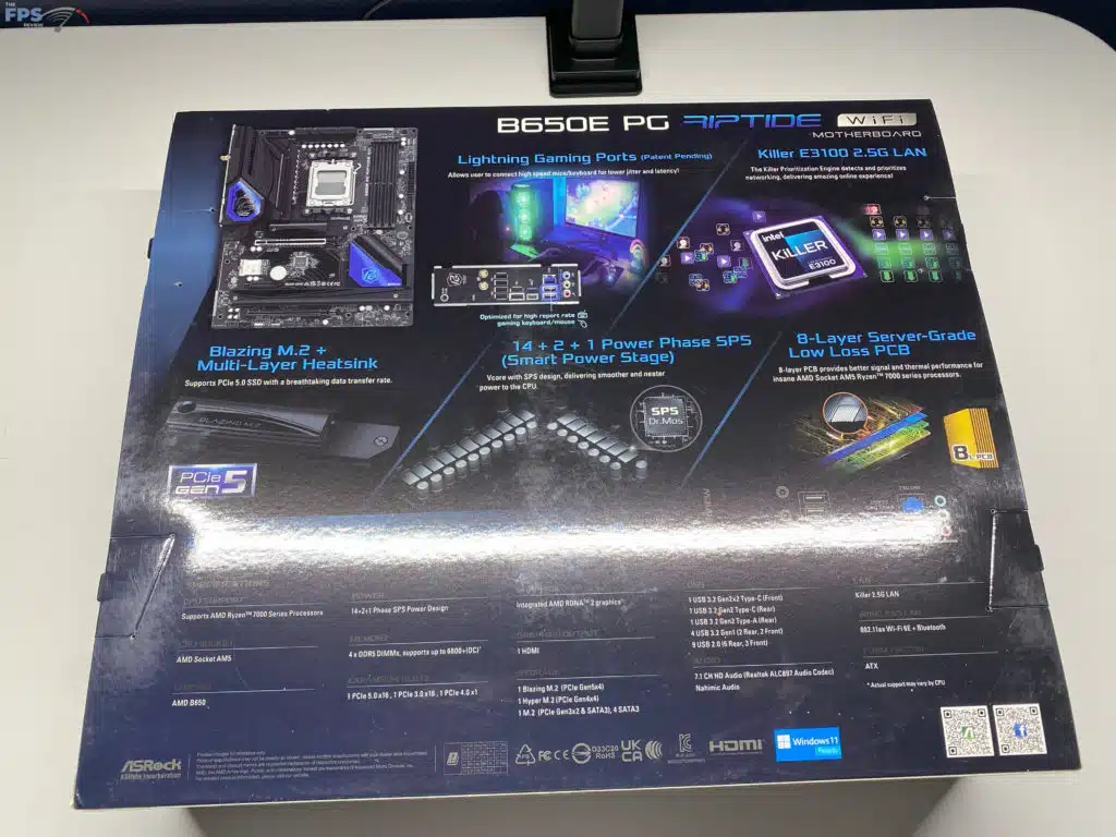 B650E PG Riptide WiFi box rear