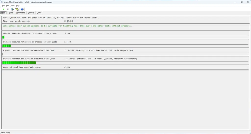 DPC latency testing