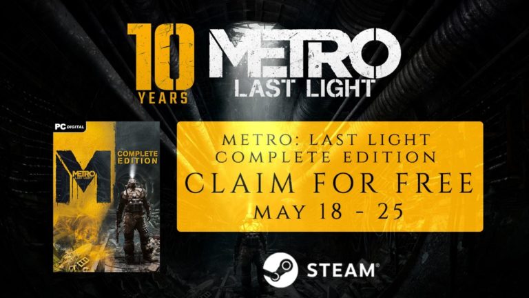 Metro: Last Light Complete Edition Will be Free on Steam from May 18–25 as Part of Its 10th-Anniversary Celebration