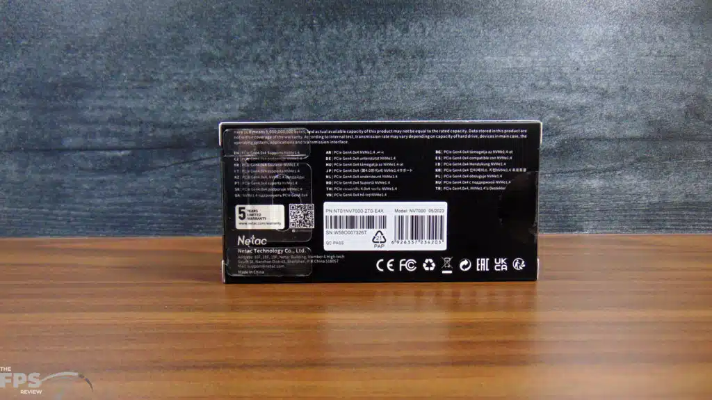 Netac NV7000 2TB PCIe Gen4 M.2 NVMe SSD Box Back