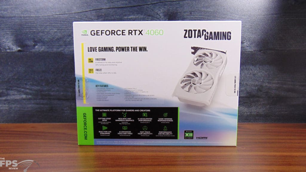 ZOTAC GAMING GeForce RTX 4060 8GB Twin Edge OC White Edition Box Back