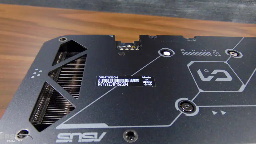 ASUS Dual GeForce RTX 4060 OC Edition Model Label and Pass Through Air Vent