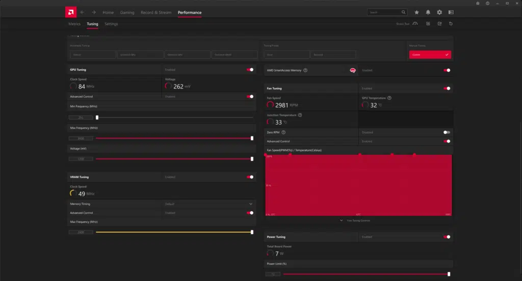AMD Radeon Software Performance Tuning Overclocking Radeon RX 7600