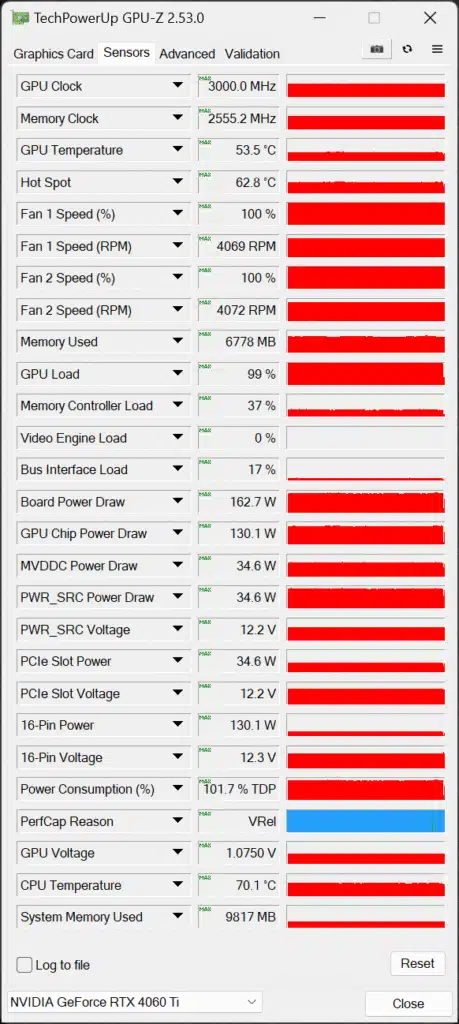 NVIDIA GeForce RTX 4060 Ti Founders Edition Overclocked GPU-Z