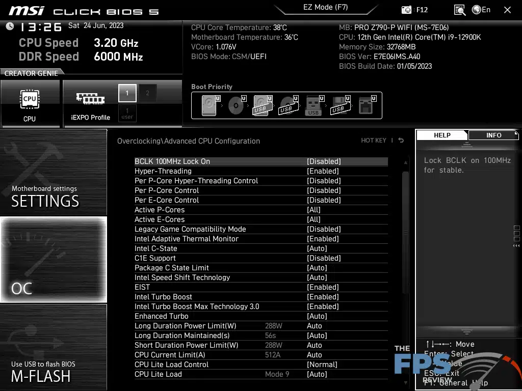 MSI Z790-P PRO WiFi BIOS screenshots.