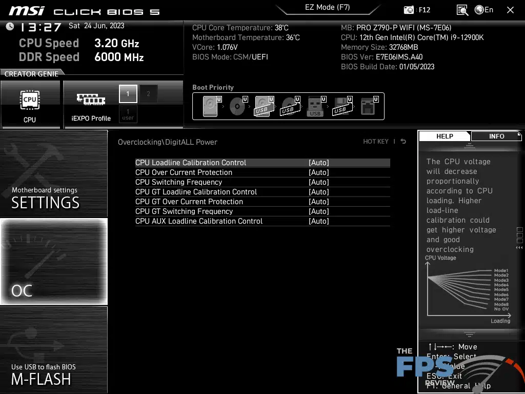 MSI Z790-P PRO WiFi BIOS screenshots.