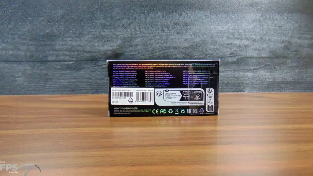 Netac NV7000-t 1TB PCIe Gen4 M.2 NVMe SSD Box Back