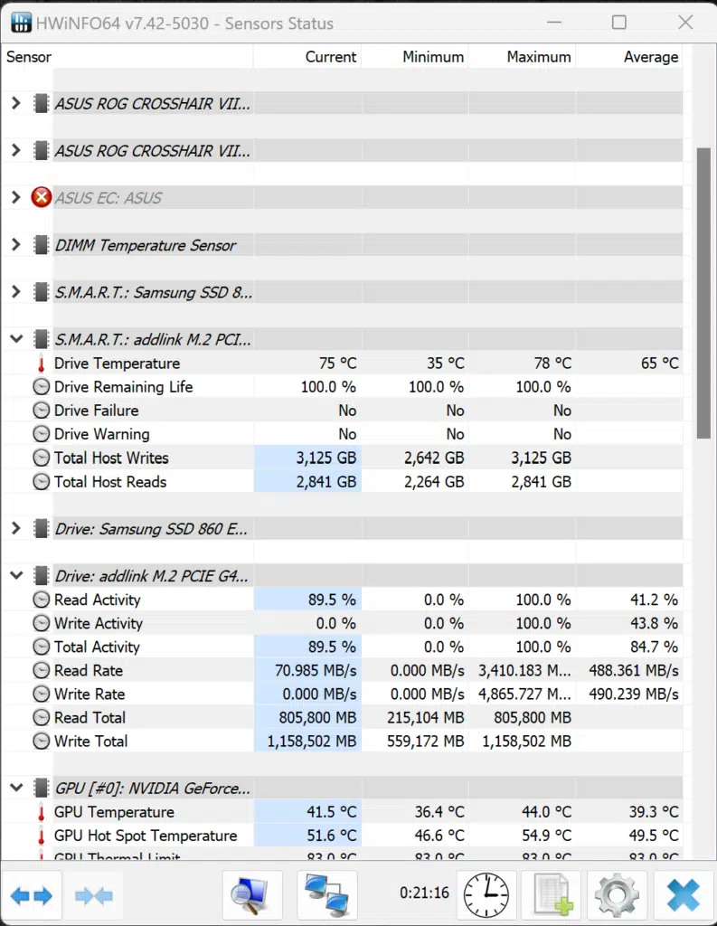 addlink S95 2TB PCIe Gen4 M.2 NVMe SSD hwinfo
