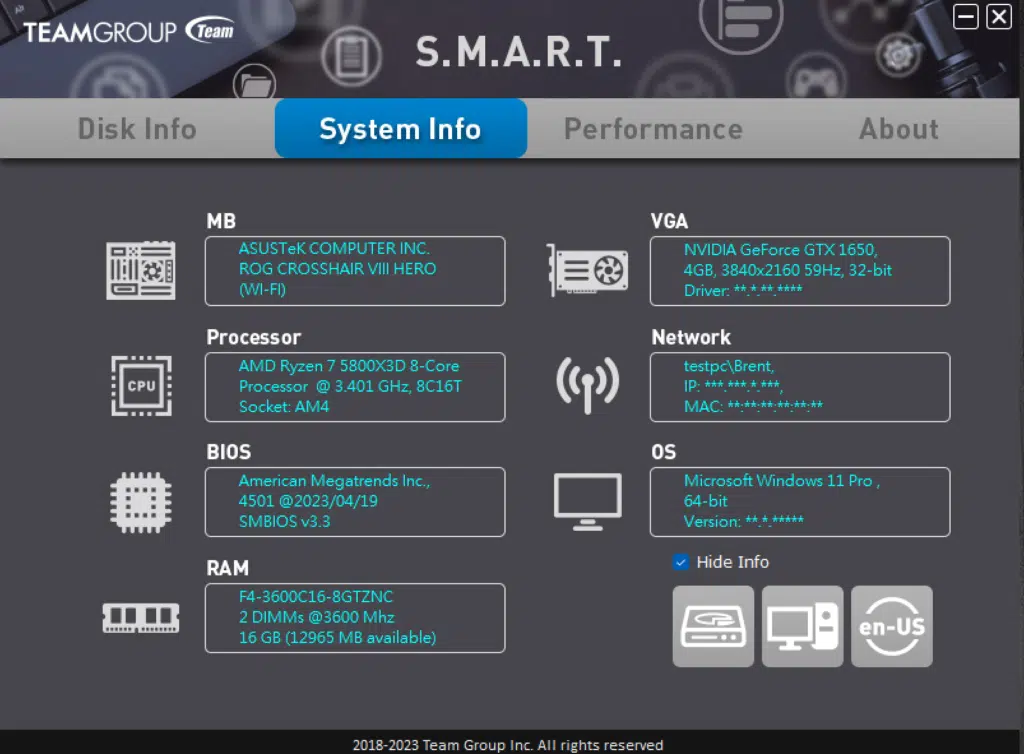 TEAMGROUP MP44 2TB PCIe Gen4 M.2 NVMe SSD TEAMGROUP S.M.A.R.T. Tool