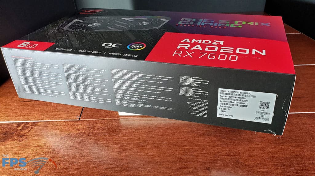 ASUS ROG Strix Radeon RX 7600 OC Edition: box label