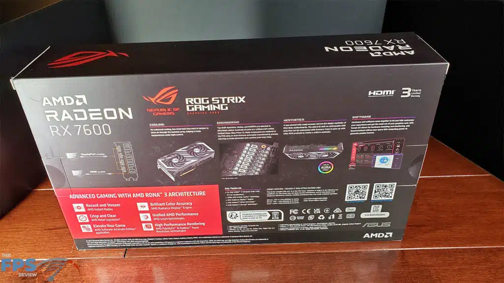 ASUS ROG Strix Radeon RX 7600 OC Edition: box rear