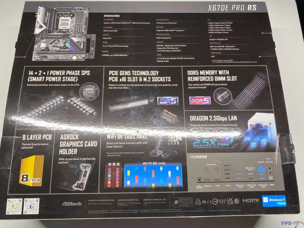 ASrock X670E Pro RS Box Rear