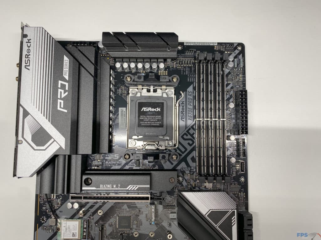ASrock X670E Pro RS top of motherboard