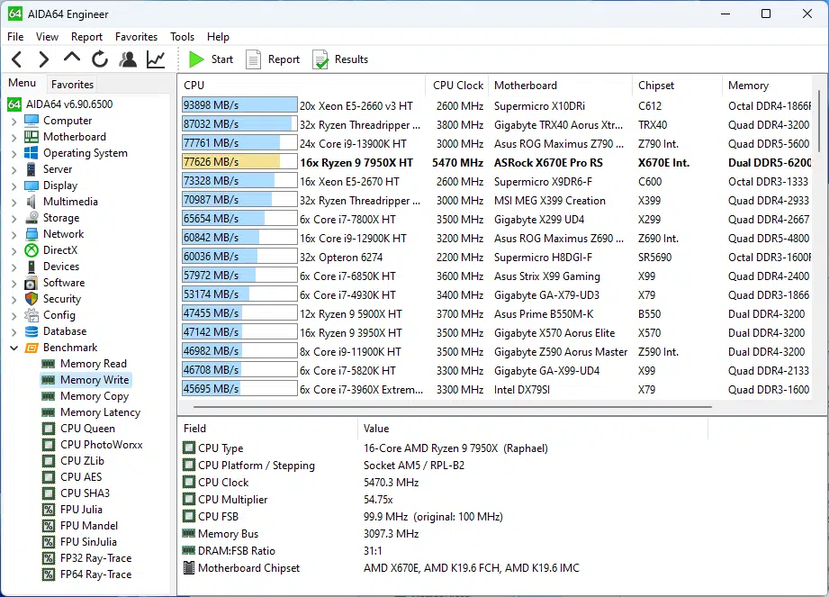 Memory Write Speed
