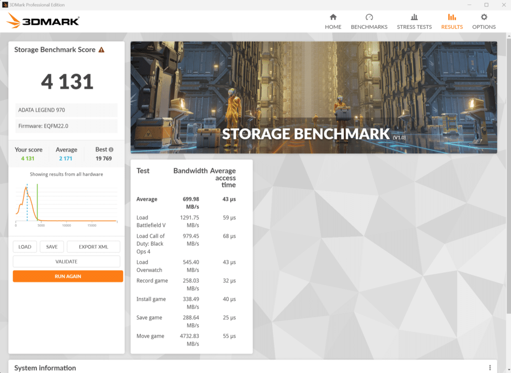 3DMark Storage Benchmark Screenshot