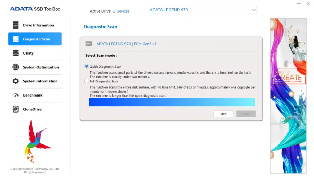 ADATA SSD Toolbox Screenshot