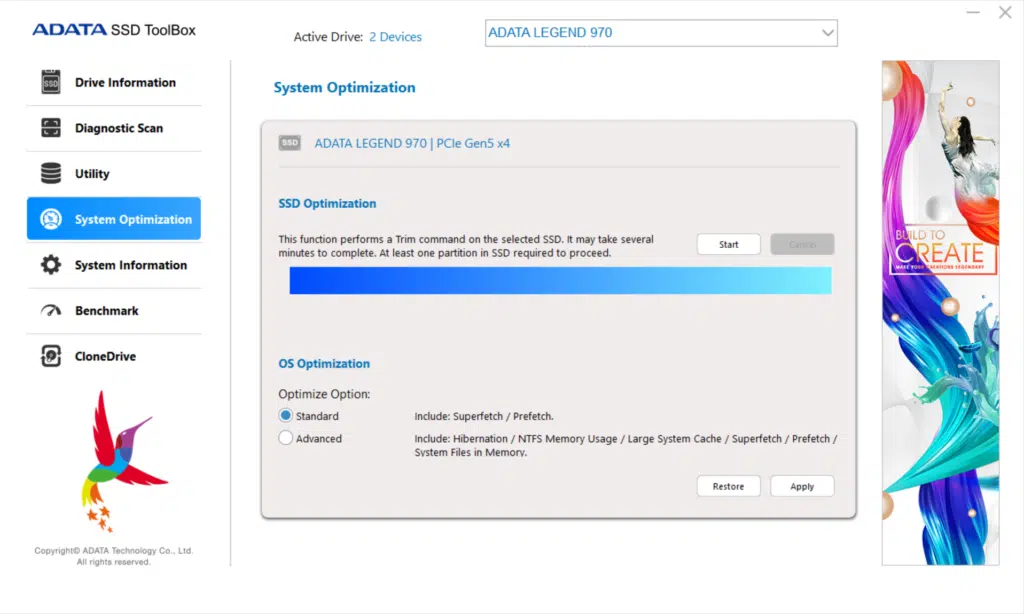 ADATA SSD Toolbox Screenshot