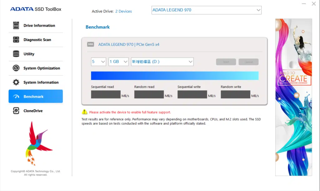 ADATA SSD Toolbox Screenshot