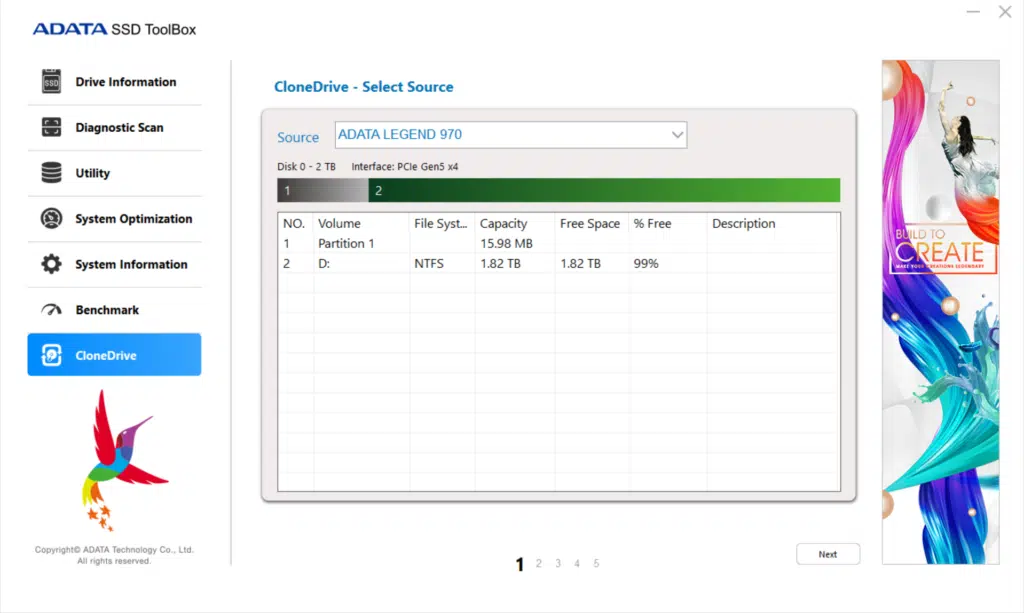 ADATA SSD Toolbox Screenshot