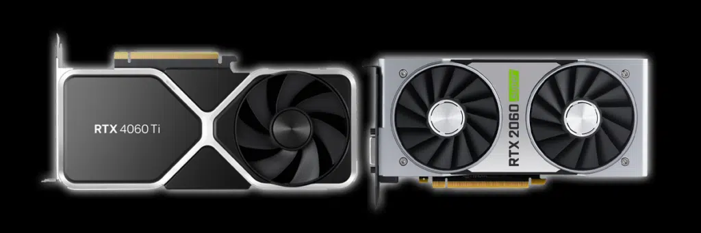 NVIDIA GeForce RTX 4060 Ti Founders Edition and NVIDIA GeForce RTX 2060 SUPER Video Cards Side By Side