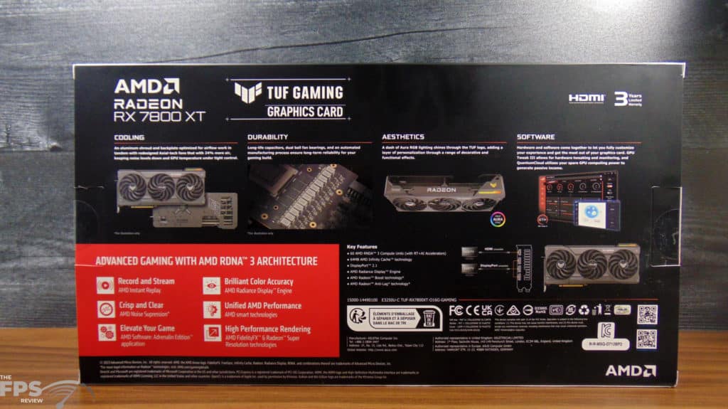 ASUS TUF Gaming Radeon RX 7800 XT OC Edition Box Back