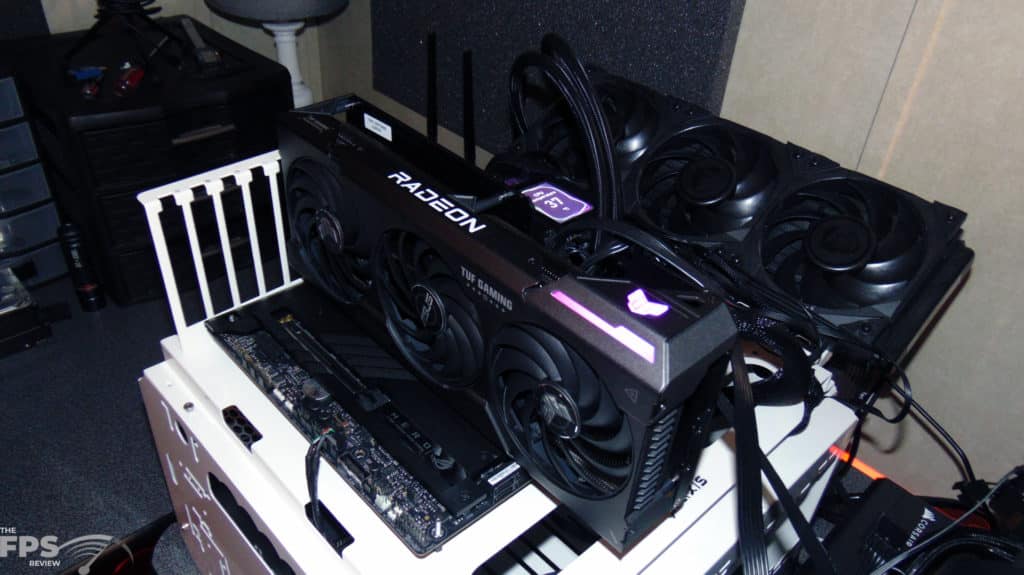ASUS TUF Gaming Radeon RX 7800 XT OC Edition Installed in Computer Right Angled View