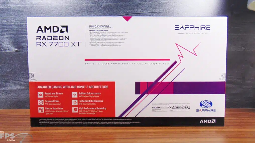 SAPPHIRE PULSE Radeon RX 7700 XT GAMING 12GB Box Back