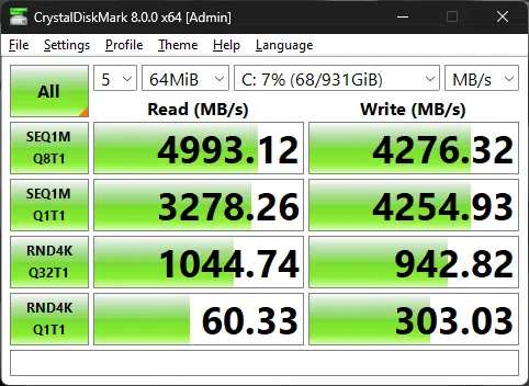 MSI MAG B760 Tomahawk WiFi Crystal DiskMark Test 1.