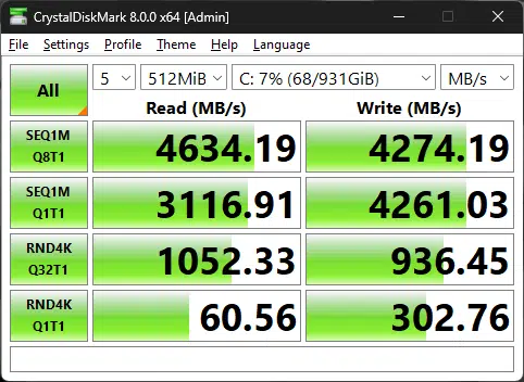 MSI MAG B760 Tomahawk WiFi Crystal DiskMark Test 3.