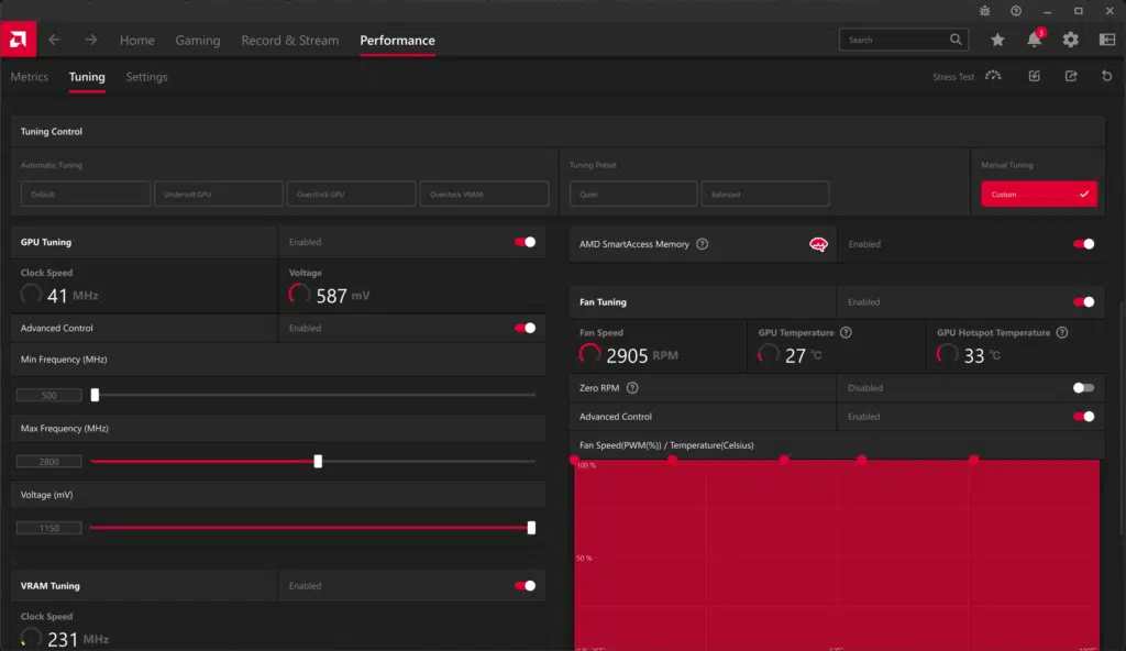 AMD Radeon Software Performance Tuning Overclock