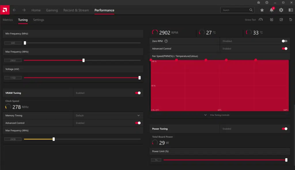 AMD Radeon Software Performance Tuning Overclock