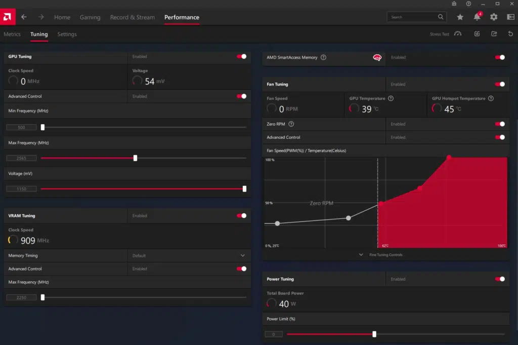 SAPPHIRE PURE Radeon RX 7700 XT GAMING OC: adrenalin default