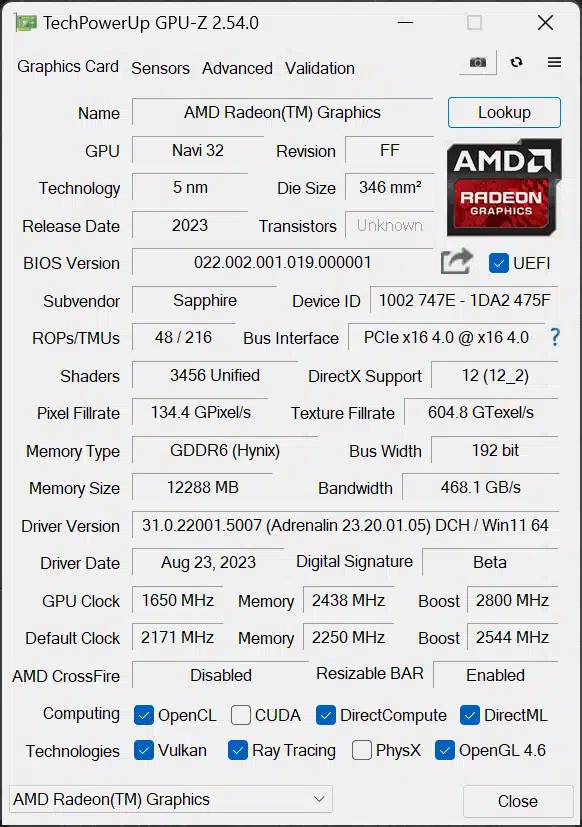 GPU-Z Screenshot Overclocked