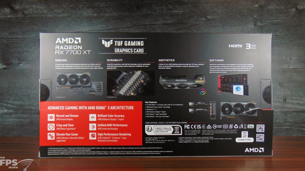 ASUS TUF Gaming Radeon RX 7700 XT OC Edition Box Back