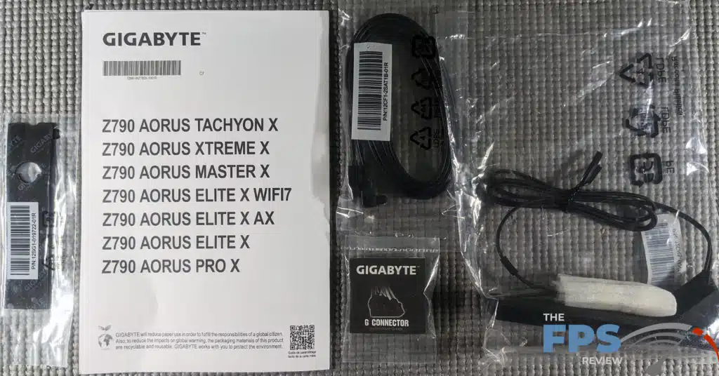 GIGABYTE AORUS Z790 ELITE X WiFi7 included accessories.