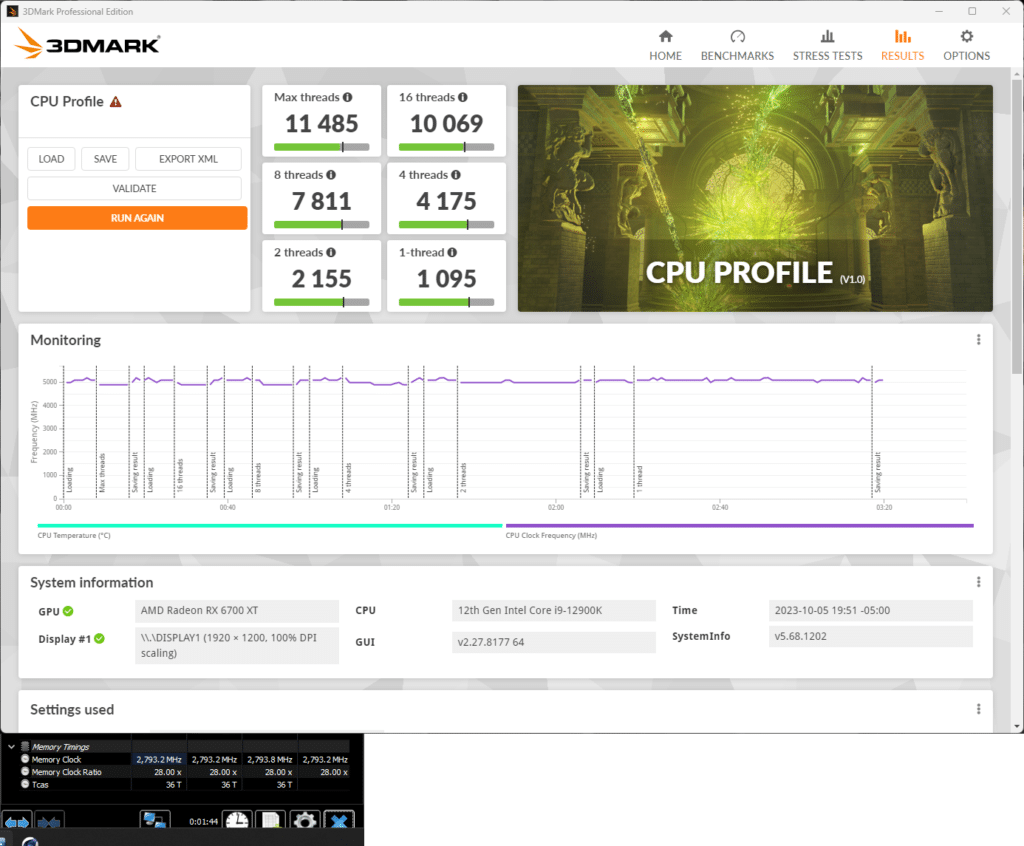 ASRock B760M STEEL LEGEND WiFi 3DMark 10 CPU Test Results.