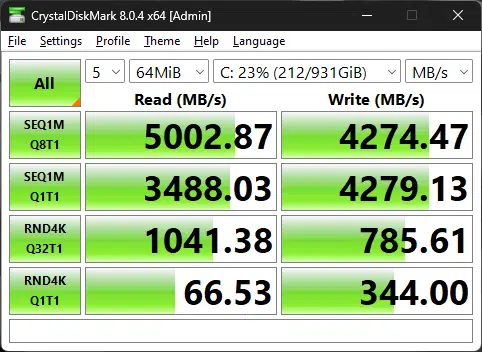 ASRock B760M STEEL LEGEND WiFi Crystal DiskMark test 2.