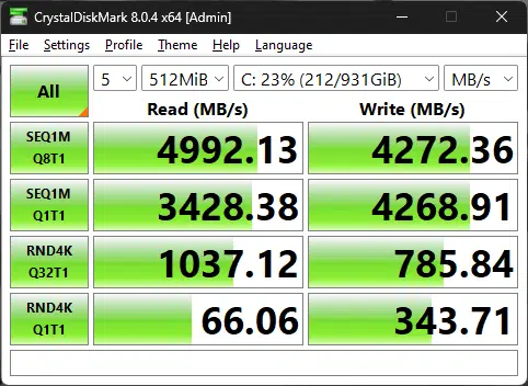 ASRock B760M STEEL LEGEND WiFi Crystal DiskMark test 3.